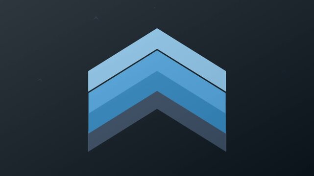 Pulsating blue chevron arrow pattern animation on dark background