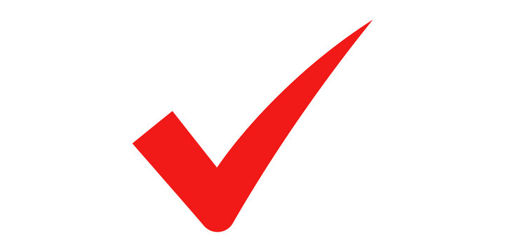 Red check mark graphic on transparent background signifying approval or correct choice.