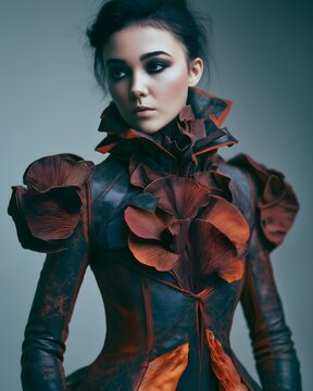 a model wearing a structured avant-garde jacket 
