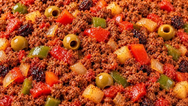 Picadillo Background. Cuban Food.