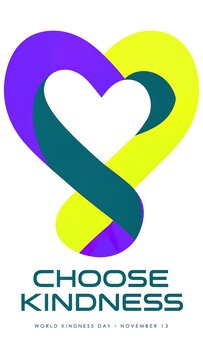 Heart graphic with choose kindness text message compassion humanity