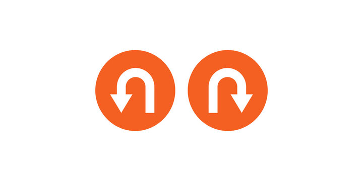 orange undo and redo arrow circle icon set graphic element for web interface navigation and app design.