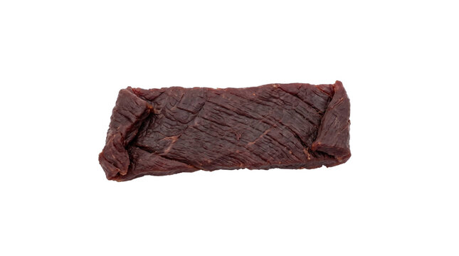 Raw beef jerky strip on a transparent background