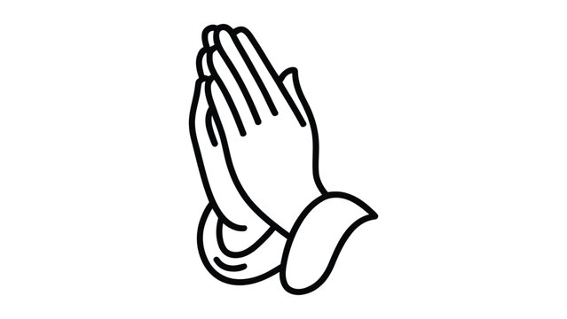 Minimalist praying hands line art vector illustration representing namaste gesture, spiritual gratitude, and religious faith isolated on a white background