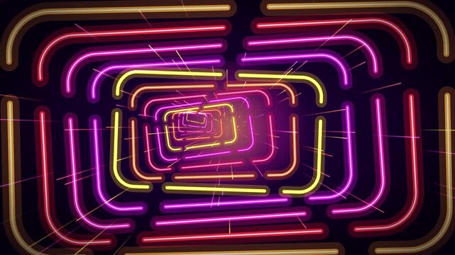 Abstract Neon Portal Tunnel with Colorful Glowing Light Loop Effect 4K Motion Loop Background