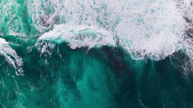 Top Down Aerial of White Atlantic Waves Crashing
