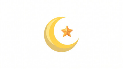 Golden crescent moon with star vector icon, Islamic Ramadan Mubarak symbol, night sky astronomical illustration for holiday designs © Desiginer Robiul