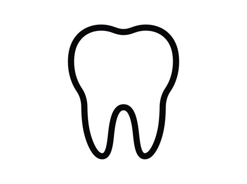 Simple black outline icon of a human tooth for dental healthcare and medical design
