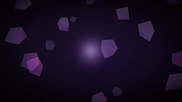 Premium 4K abstract background: translucent crystal shards drift and turn slowly, their edges fringed with chromatic aberration and their faces washed in violet and magenta color, finished with film g