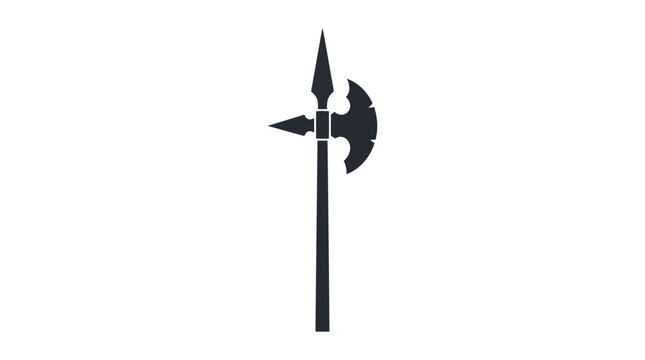 Halberd weapon silhouette on white background vector graphic