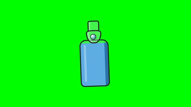 Hand drawn blue perfume bottles on green screen background
