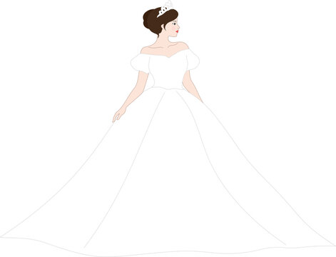 Illustration of a Bride in a White Wedding Dress