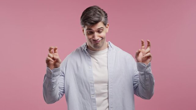 Skeptical Adult Man Making Air Quotes With Hands And Cynical Expression, Sarcastic Male Questioning Someone Words, Doubt, Irony, Suspicion