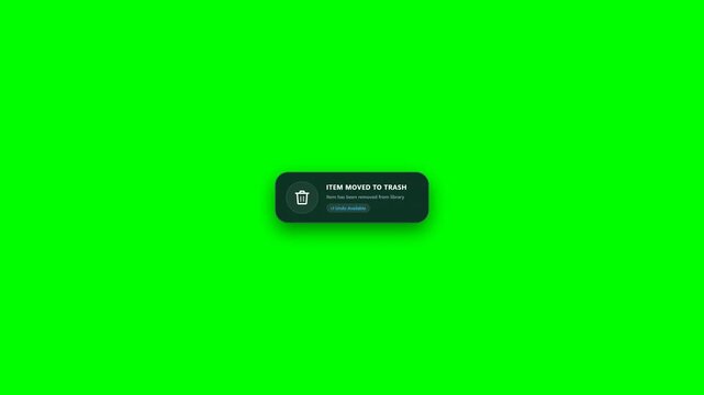 Trash Can Delete File Action Button UI Animated Icon on Green Screen 4K