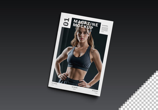 Isolated Magazine Cover on Clean Black Background Mockup