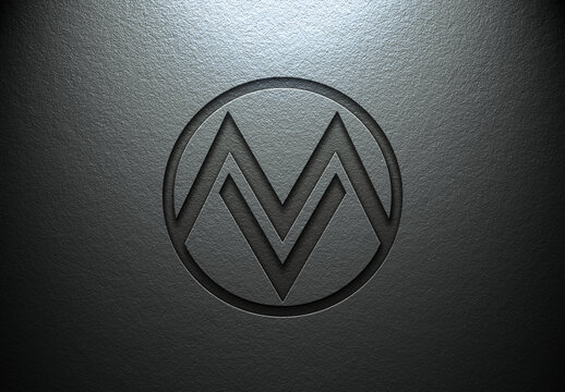 Debossed Logo On Textured Metal Surface Mockup