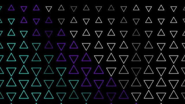 Abstract neon cyber geometric triangle grid loop with vibrant colors and dynamic movement