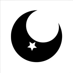 Black crescent moon and star graphic symbol icon © Sundas945