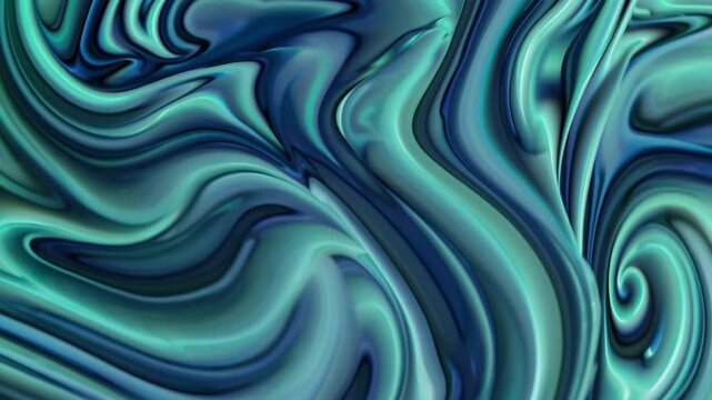 Viscous fluid surface with vibrant shades of blue and green swirling in a mesmerizing, hypnotic motion, creating an elegant and artistic liquid marble texture effect for a dynamic background