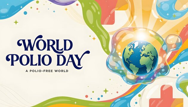 World polio day banner with earth