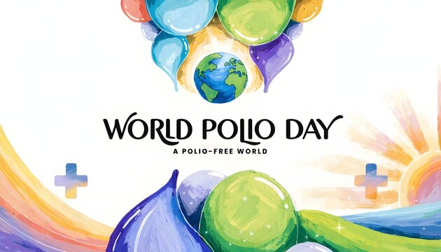 World polio day banner with globe