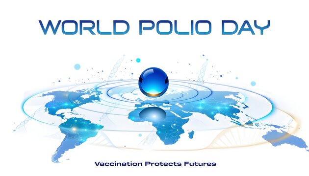 World polio day banner with blue globe