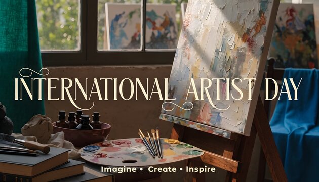 Artist studio with canvas on easel