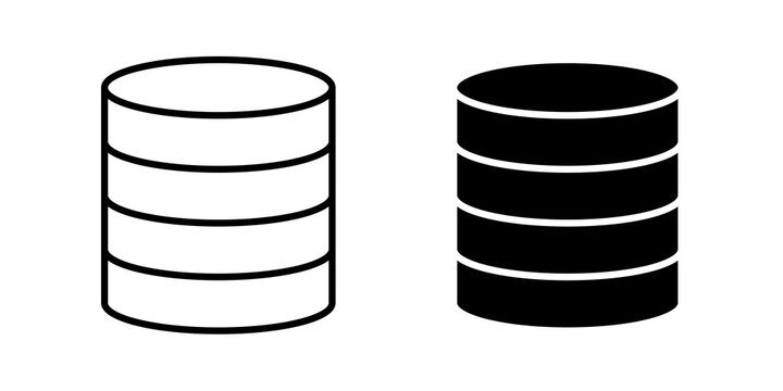 Database icon flat outline in black