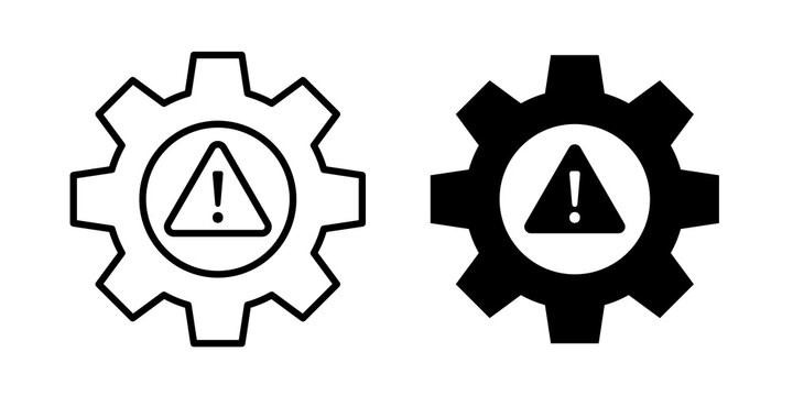 Technical warning icon flat outline in black