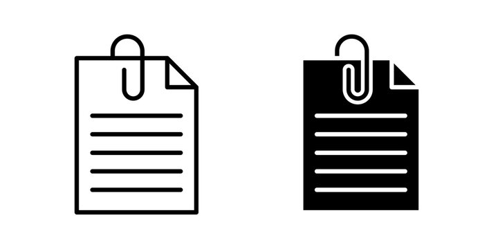 Attach document icon flat outline in black