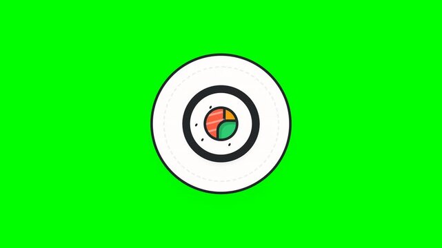 Cartoon sushi rolls pattern on green screen background