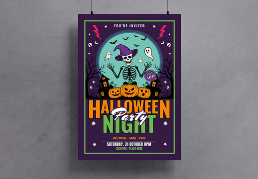 Halloween Night Party Poster Template