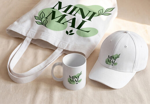 Tote Bag Cap and Mug Branding Mockup Set
