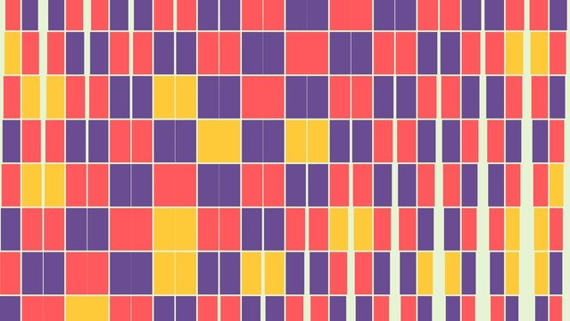 Vibrant geometric pattern with interlocking colored rectangular tiles arranged in a grid