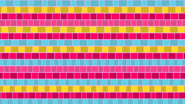 Horizontal rows of colorful rectangular tiles form a repeating decorative mosaic pattern.
