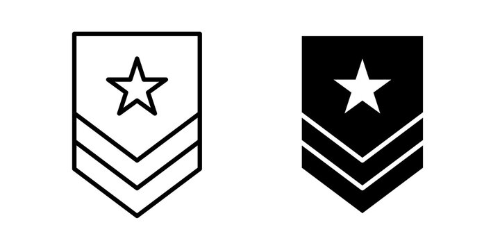 Military rank badge icon flat outline in black