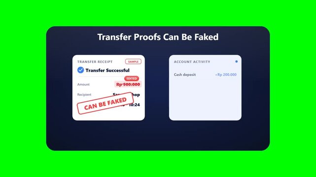 Fake Transfer Proof Warning with Account Activity