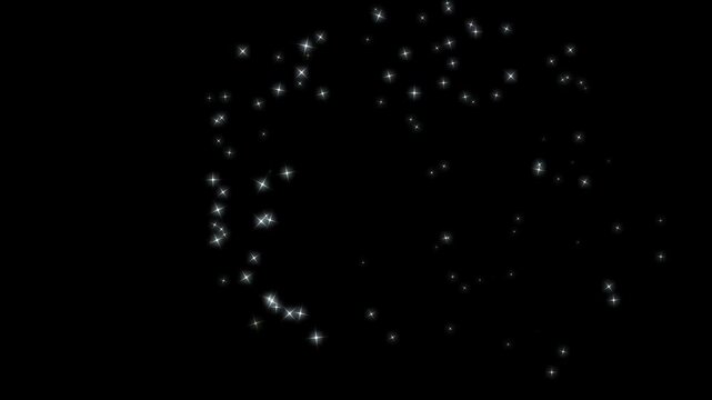 Glowing white glitter sparkle line trail with magic dust, pixie star particles and twinkling fairy shimmer, glowing Christmas sparkle motion overlay on black screen background for festive overlays