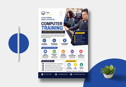 Computer Learning Flyer Template Layout