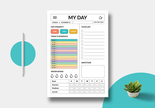 My Day Planner Design Template Layout