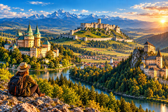 Three popular Slovak castles: Bojnice Castle, Spi&scaron; Castle, and Orava Castle.
