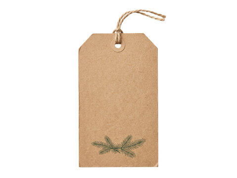 Kraft paper luggage gift tag with pine branch print