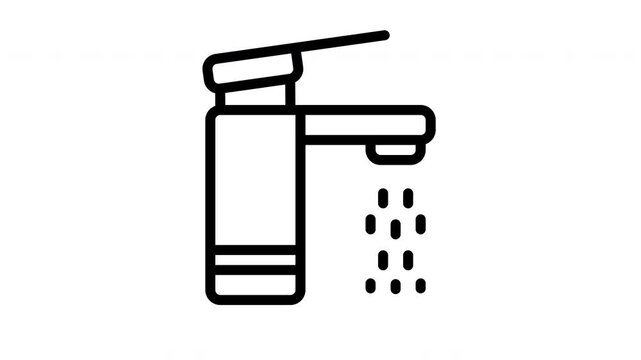 Animated water faucet icon with dripping and flowing water animation