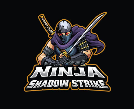 Ninja Shadow Warrior Mascot Logo Illustration