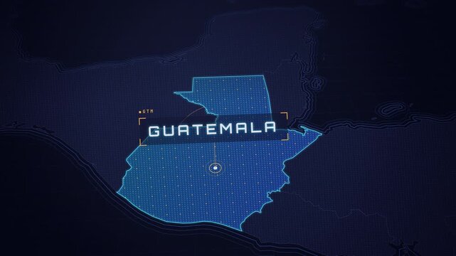 Digital data map of Guatemala highlighting the country's borders and geographical location in Central America.
