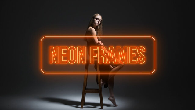 Neon Frames Titles Wide 1 &ndash; Animated Neon Frame Titles, Glowing Text Borders, Electric Light Typography and Futuristic Motion Graphics for Professional Video Editing
