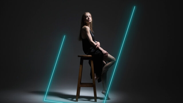 Neon Frames Titles Vertical Skew 3 &ndash; Animated Neon Frame Titles, Glowing Text Borders, Electric Light Typography and Futuristic Motion Graphics for Professional Video Editing
