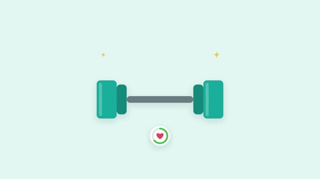 Dumbbell workout reps with heart progress flat animation
