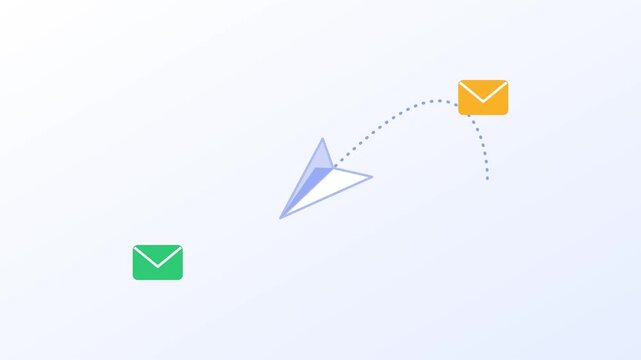 Paper plane flying figure eight with trail flat animation loop