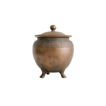 traditional Chinese bronze incense burner with an ornate but generic handcrafted design, warm aged metallic patina, three short supporting legs and subtle decorative relief, authentic temple offering 